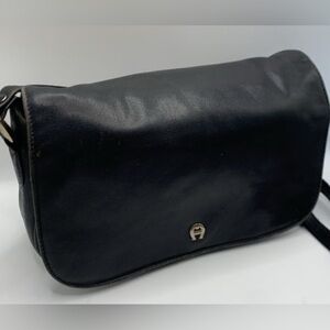 Etienne Aigner Vintage Black Leather Crossbody Bag
